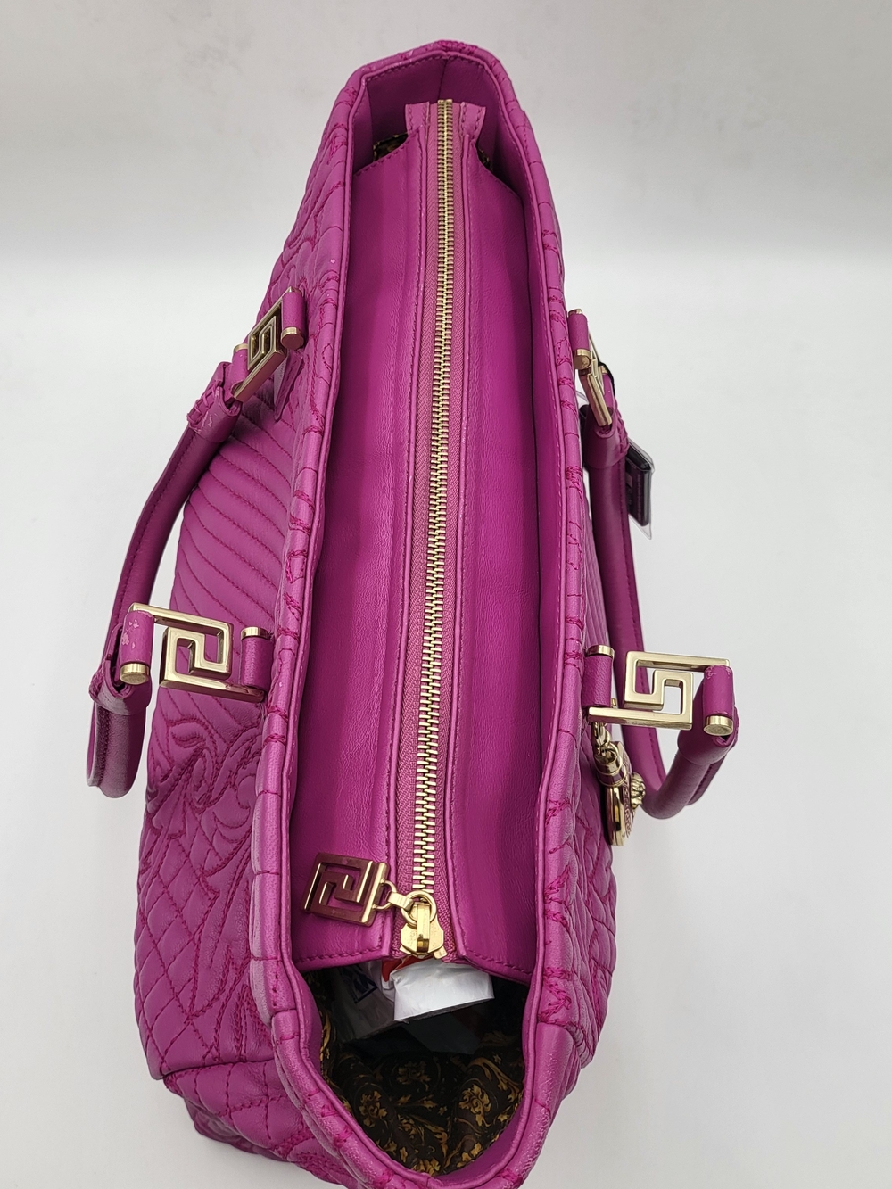 Versace Vanitas Demetra Barocco Quilted Lambskin Leather Tote, Auth. w/COA. - Picture 9 of 16